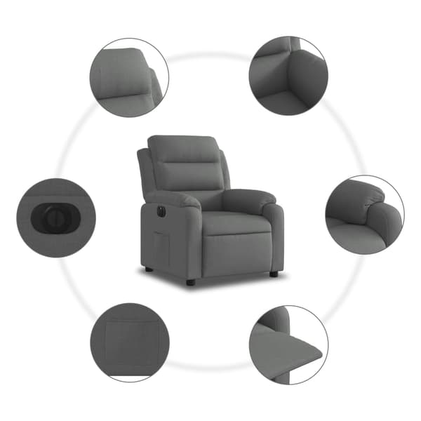 vidaXL Elektrisk reclinerfåtölj mörkgrå tyg Grå