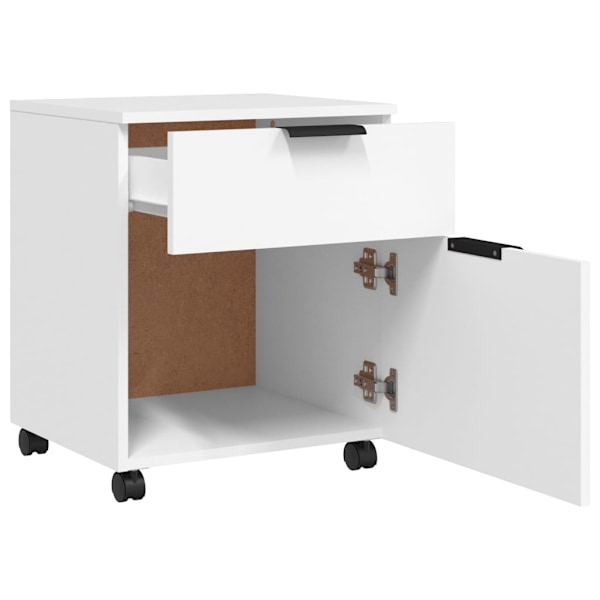vidaXL Dokumentskåp med hjul vit 45x38x54 cm konstruerat trä Vit