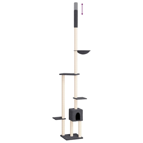 vidaXL Golv-till-tak klösträd mörkgrå 258,5-284,5 cm Grå