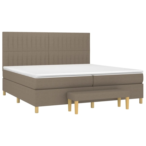 vidaXL Ramsäng med madrass taupe 200x200 cm tyg Taupe