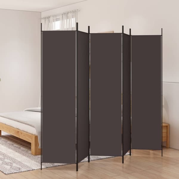 vidaXL Rumsavdelare 5 paneler brun 250x200 cm tyg Brun