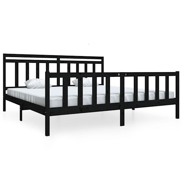 vidaXL Sängram svart massivt trä 200x200 cm Svart