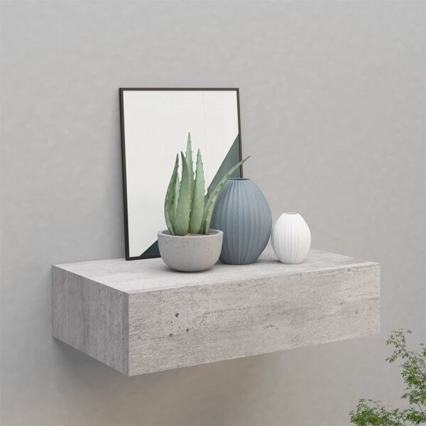 vidaXL Väggmonterad låda betonggrå 40x23,5x10 cm MDF grå