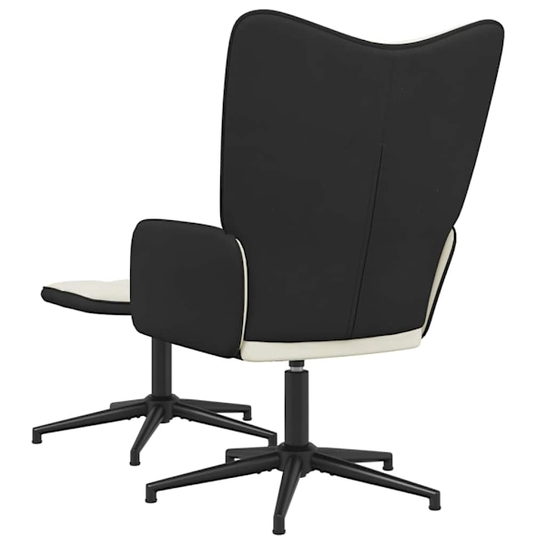 vidaXL Vilstol med fotpall gräddvit sammet och PVC Creme