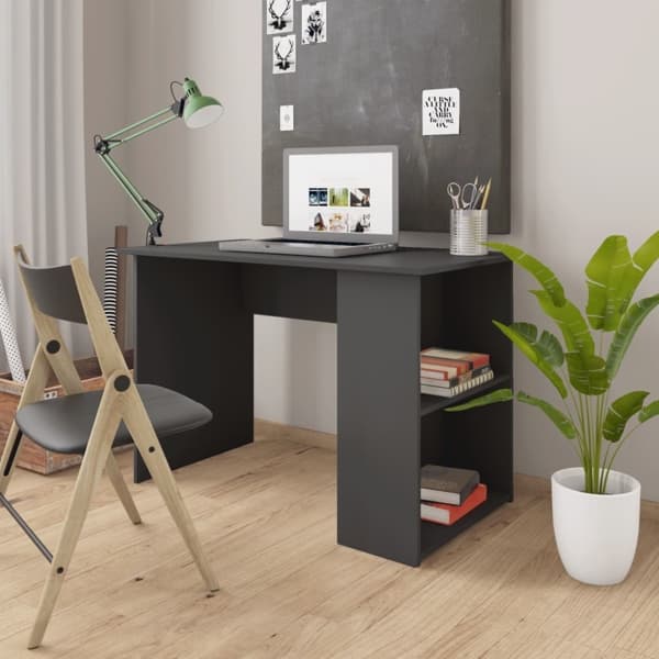 vidaXL Skrivbord grå 110x60x73 cm konstruerat trä grå