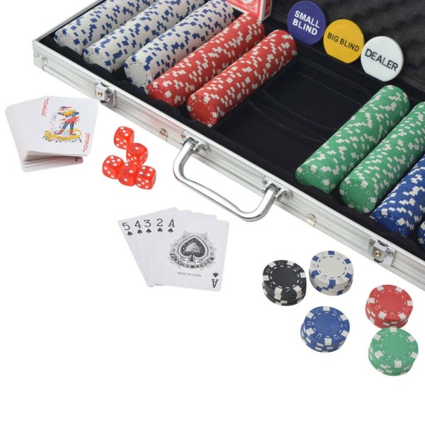 vidaXL Pokerset med 500 marker aluminium Flerfärgsdesign