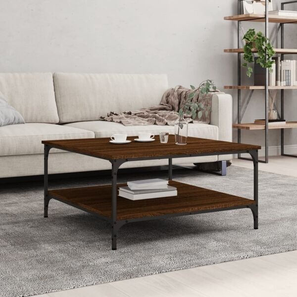vidaXL Soffbord brun ek 80x80x40 cm konstruerat trä Brun