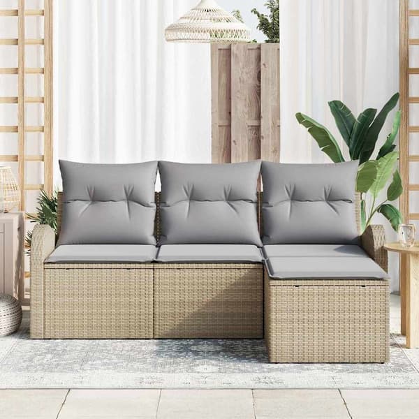 vidaXL Trädgårdsoffset Beige konstrotting Beige