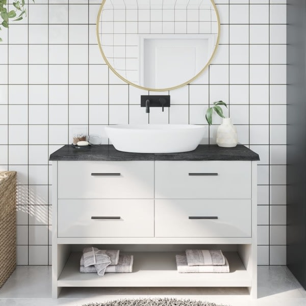 vidaXL Bänkskiva badrum mörkbrun 120x60x(2-4) cm behandlat massivt trä Grå