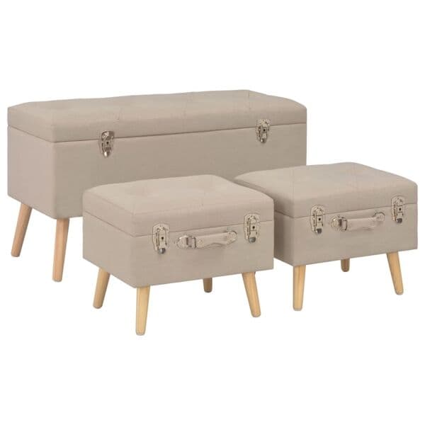 vidaXL Förvaringspallar 3 st beige tyg Beige
