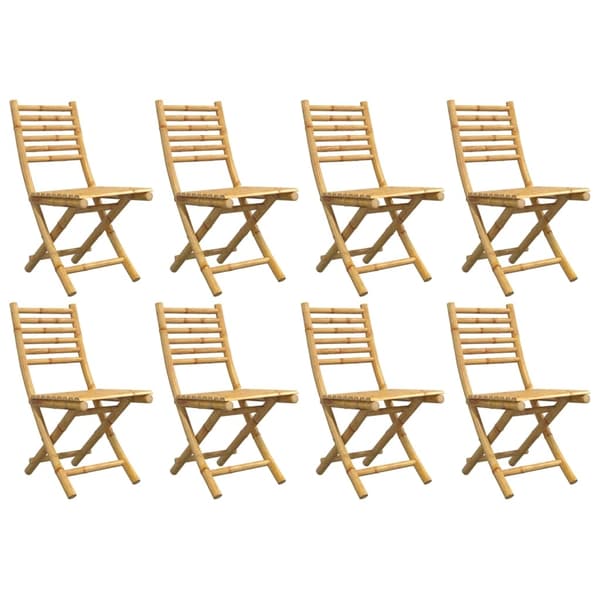 vidaXL Hopfällbara trädgårdsstolar 8 st 43x54x88 cm bambu Brun