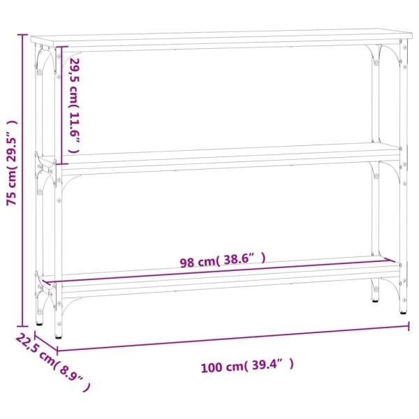 vidaXL Avlastningsbord rökfärgad ek 100x22,5x75 cm konstruerat trä Brun