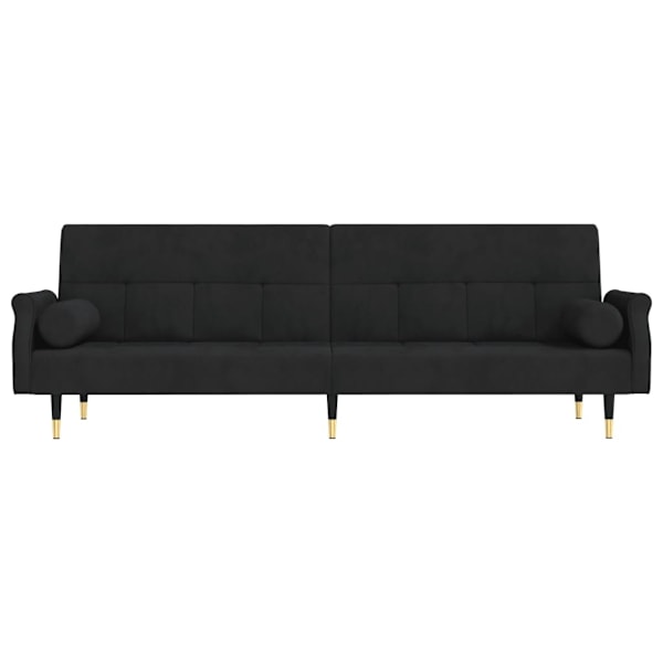 vidaXL Bäddsoffa med dynor svart sammet Svart