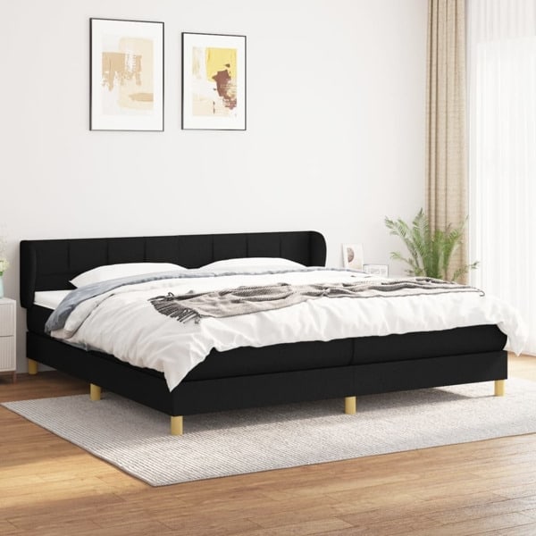 vidaXL Ramsäng med madrass svart 200x200 cm tyg Svart