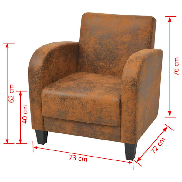 vidaXL Fåtölj brun 73x72x76 cm Brun