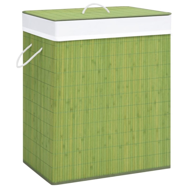 vidaXL Tvättkorg bambu med 2 sektioner grön 100 L Grön