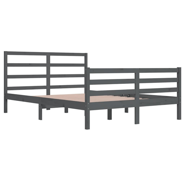 vidaXL Sängram grå massiv furu 160x200 cm Grå
