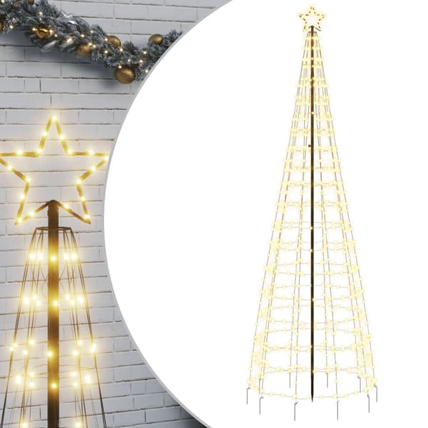 vidaXL LED julgran med spikar 570 LED varmvit 300 cm Vit