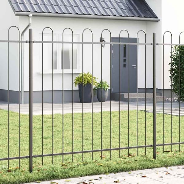vidaXL Trädgårdsstängsel BOXTEL 2 st 3,4 x 1,5 m Pulverlackerad stål Grå