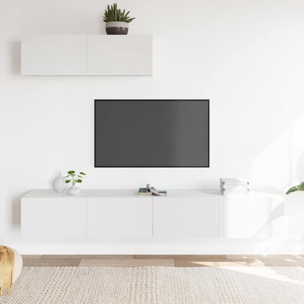 vidaXL Tv-skåp 3 delar vit konstruerat trä Vit