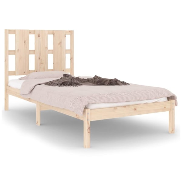 vidaXL Sängram massiv furu 90x200 cm Brun