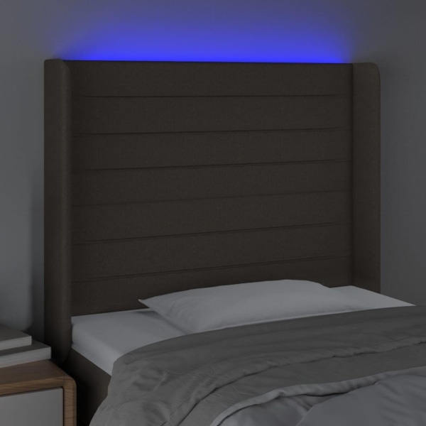 vidaXL Sänggavel LED taupe 83x16x118/128 cm tyg Taupe