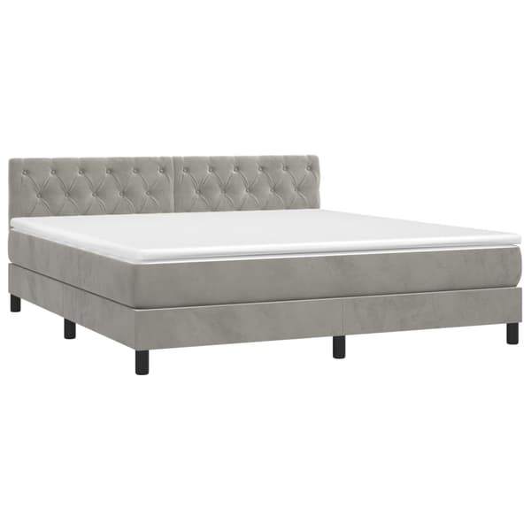 vidaXL Ramsäng med madrass ljusgrå 160x200 cm sammet Grå