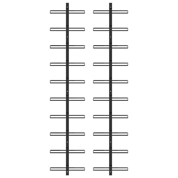 vidaXL Väggmonterat vinställ för 20 flaskor 2 st svart metall Svart