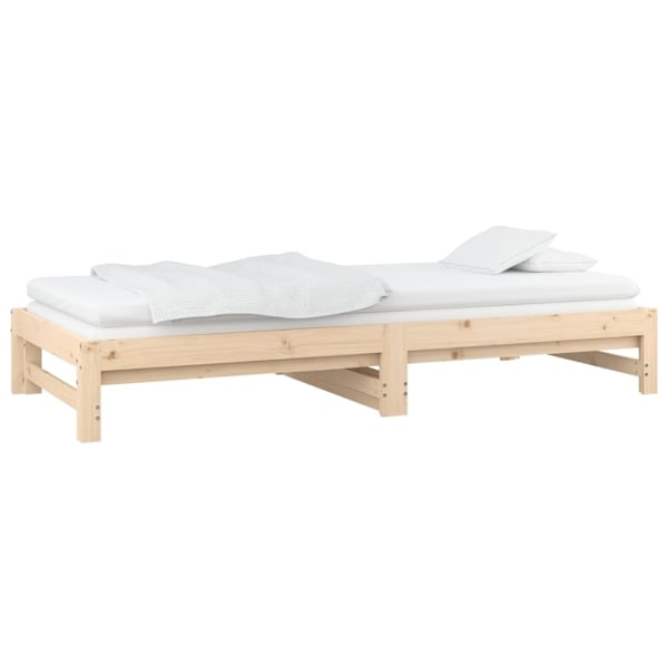 vidaXL Utdragbar dagbädd 2x(90x200) cm massiv furu Brun