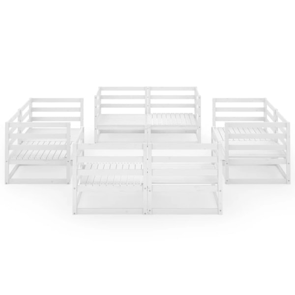 vidaXL Loungegrupp 8 delar vit massiv furu Vit