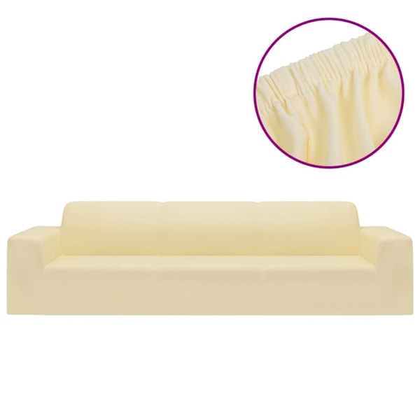vidaXL Sofföverdrag 4-sits med stretch gräddvit polyesterjersey Creme