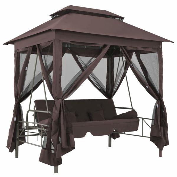 vidaXL Paviljong med hammock kaffebrun Brun