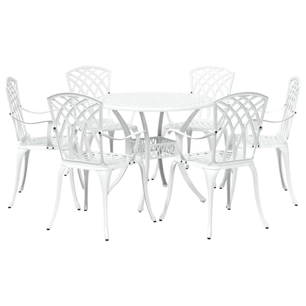 vidaXL Trädgårdsmöbelset 7 pcs Vit Aluminium Vit