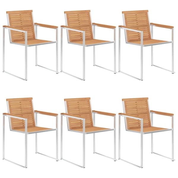 vidaXL Trädgårdsstolar 6 st med dynor massiv teak Blå