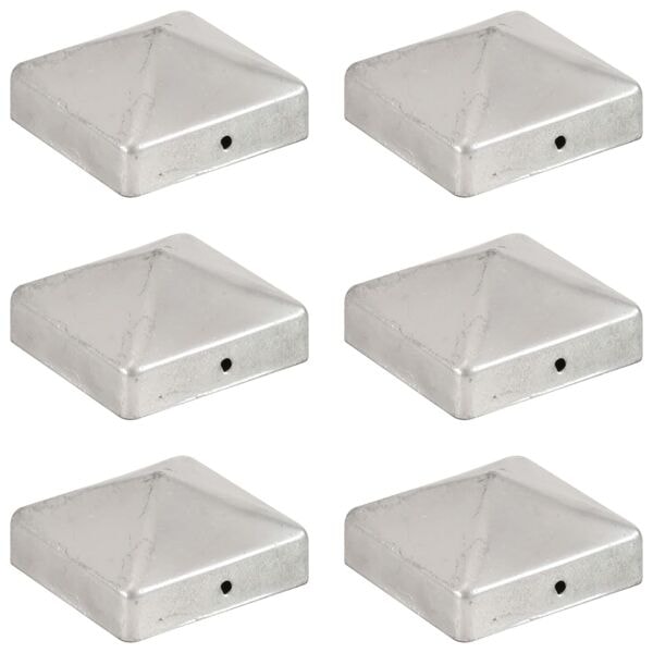 vidaXL Stolphattar pyramid 6 st galvaniserad metall 71x71 mm Silver
