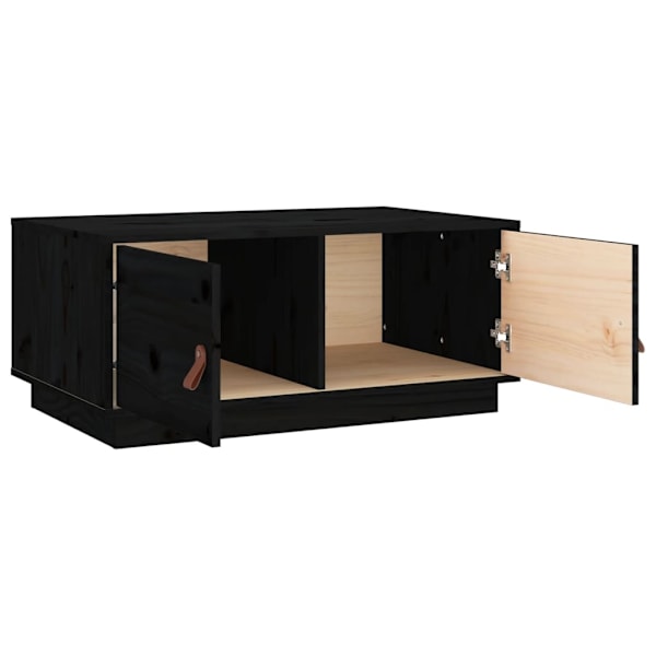 vidaXL Soffbord svart 80x50x35 cm massiv furu Svart