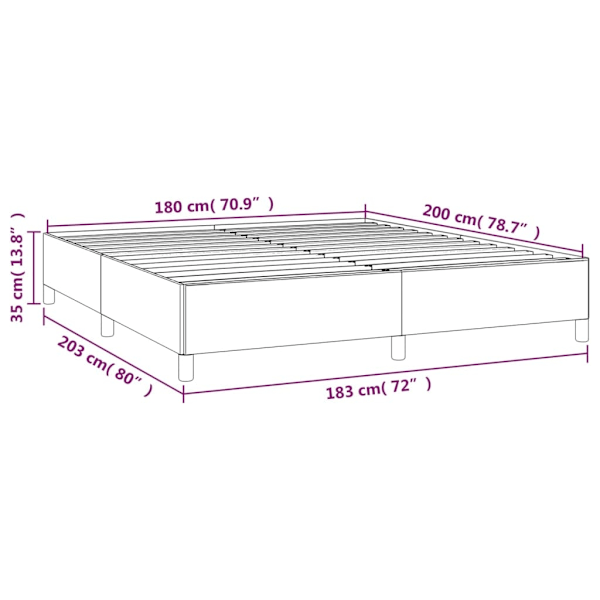 vidaXL Sängram utan madrass ljusgrå 180x200 cm sammet Grå