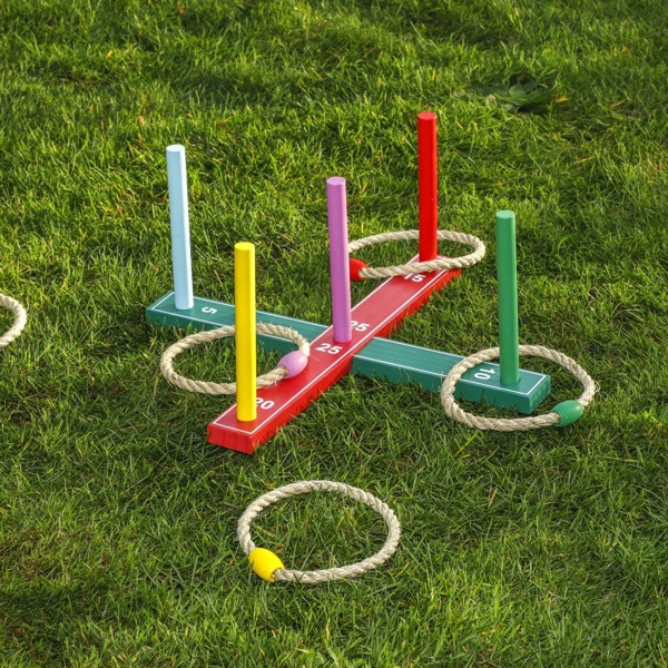 HI Kasta ring-spel trä Flerfärgsdesign