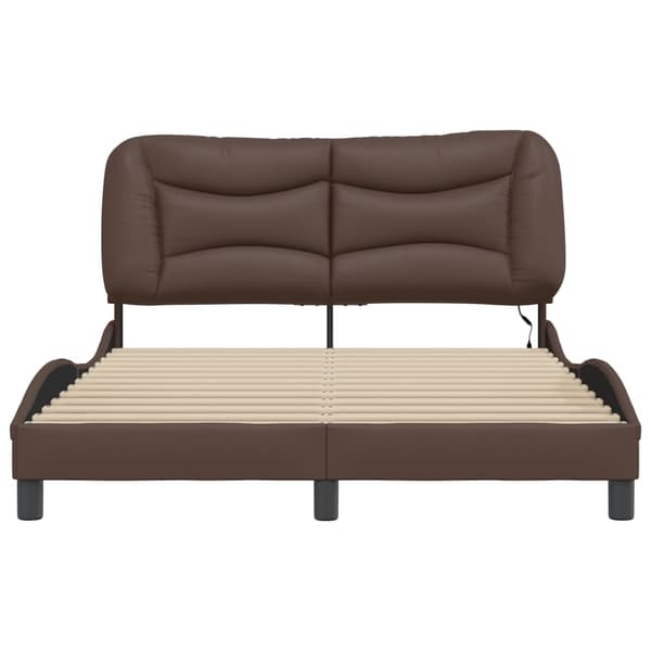 vidaXL Sängram med LED-belysning brun 120x200 cm konstläder Brun