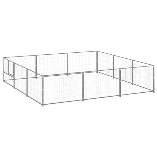 vidaXL Hundgård silver 9 m² stål Silver
