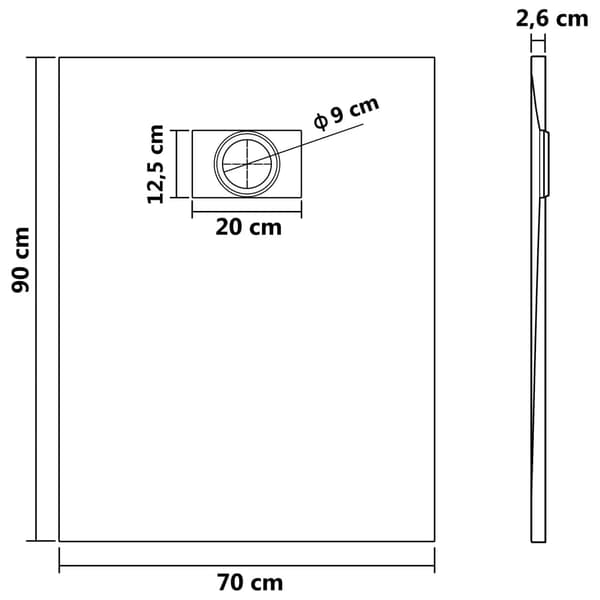 vidaXL Duschkar SMC grå 90x70 cm grå