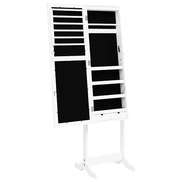 vidaXL Spegelsmyckesskåp med LED-lampor fristående vit Vit