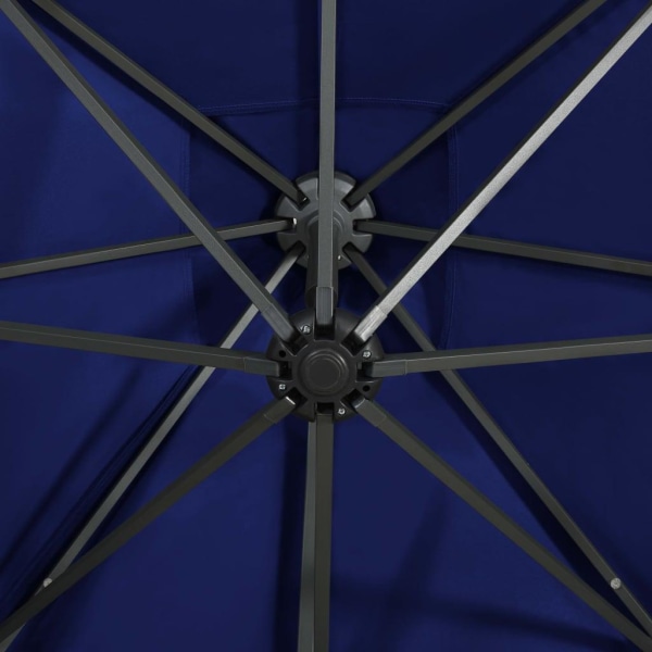 vidaXL Frihängande parasoll med stång och LED azurblå 300 cm Blå