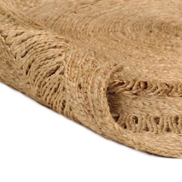 vidaXL Jutematta handflätad 150 cm rund Brun
