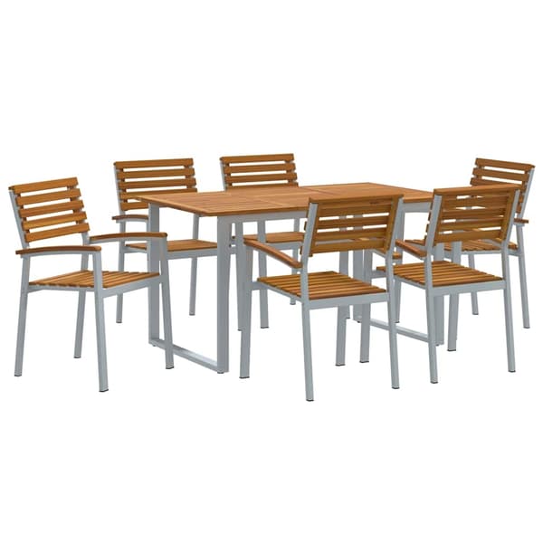 vidaXL Trädgårdsmöbelset 7 pcs Grå Massivt Akaciaträ Grå