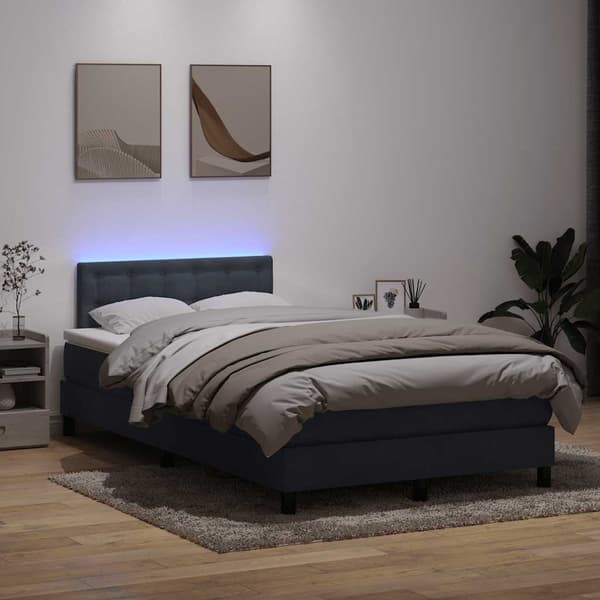 vidaXL Ramsäng med madrass mörkgrå 120x220 cm sammet Grå