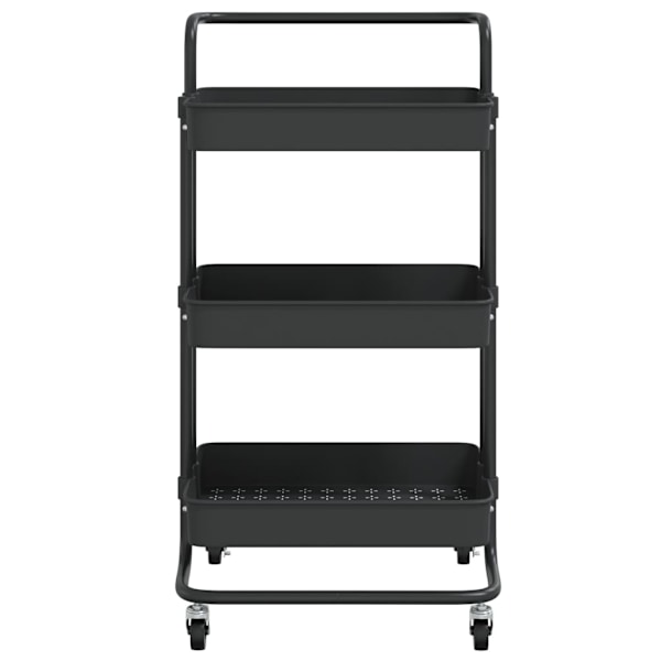 vidaXL Rullvagn 3 våningar svart 42x35x85 cm järn och ABS Svart