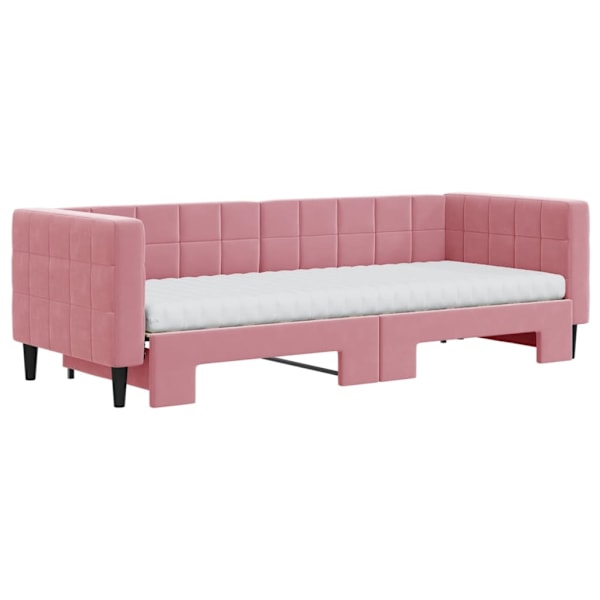 vidaXL Dagbädd med madrasser utdragbar rosa 80x200 cm sammet Rosa