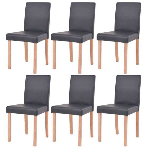 vidaXL Matbord och matstolar 7 delar konstläder ek svart Brun