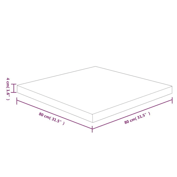 vidaXL Fyrkantig bordsskiva mörkbrun 80x80x4cm behandlad massiv ek Brun